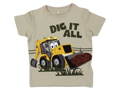 Name It t-shirt oatmeal JCB traktorprint